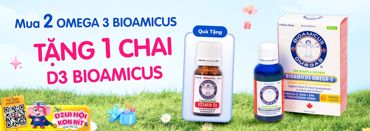 Mua 2 OMEGA 3 BIOAMICUS TẶNG 1 CHAI D3 BIOAMICUS T5